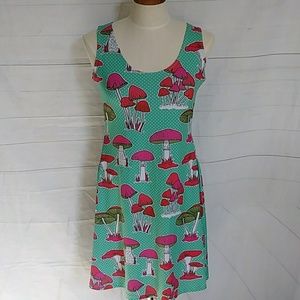 Cow Cow Mushroom Skater Dress Size Large GUC